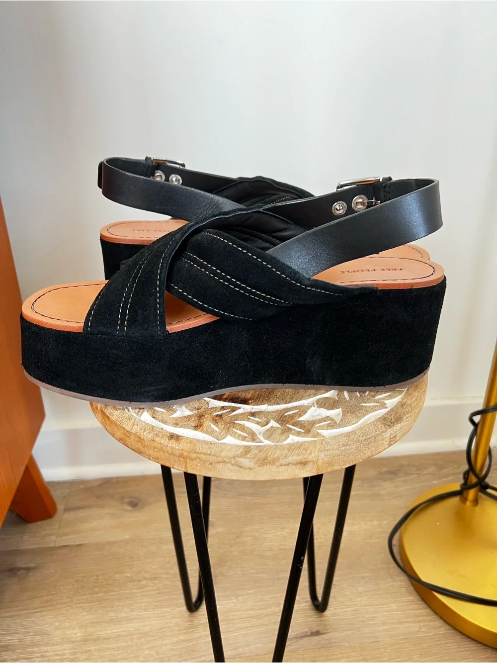 NWOB Free People Beach Black Suede Platform Sandals - Women